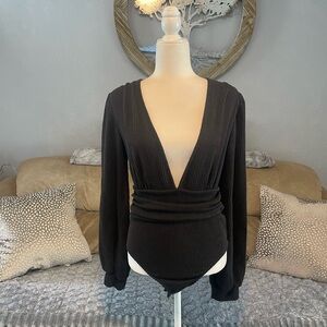 Blue Buttercup vneck bodysuit